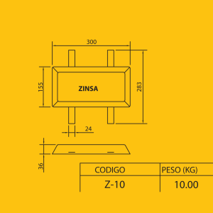 ANODO DE ZINC DE 10 KG DE 4 PATAS