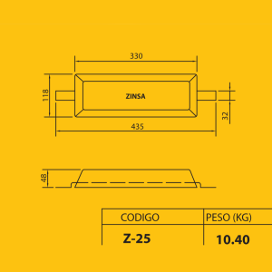 ANODO DE ZINC DE 10,4 KG DE 2 PATAS